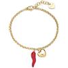 S'Agapõ Bracciale Donna in Acciaio con Simbolo Cornetto | Collezione Feelings - SFE20