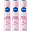Nivea Pearl & Beauty Deodorante Spray 150ml, donna antitraspirante per una pelle luminosa 3x150 ml