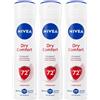 Nivea Deodorante Spray Dry Comfort 150 ml, donna antitraspirante per 72h testato 3x150 ml