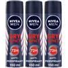 Nivea Men Dry Impact Deodorante Spray 150 ml, uomo per 72h di protezione antitraspirante 3x150 ml