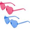 flintronic Occhiali da Sole e Cuore, 2 Paia Occhiali da Festa, Hippy Occhiali a Forma di Cuore, Occhiali Divertenti Trasparenti Colorate Per Feste Compleanno Carnevale Novità per Adulti/Bambino