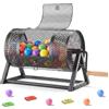 VEVOR Tamburo Girevole per Biglietti della Lotteria 295 x 167 mm, Rullo Metallico per Lotteria con Maniglia Rinforzata e Base, capacità 2500 Biglietti o 100 Palline, Nero, per Giochi Bingo in Feste