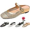 Generic Scarpe basse da donna con punta quadrata intrecciata, stile casual, con punta quadrata Mary Jane, pantofole in rete per casual, Oro, 39 EU