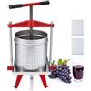 VEVOR Pressa Manuale Premitutto per Vino, Torchio Premitutto per Frutte in Acciaio Inox 15 Litri per Mele Uva Arance Verdure 40 X 32 X 61 cm, Torchio Manuale da Cucina con Manico a Forma di T