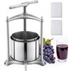 VEVOR Pressa Manuale per Vino, Torchietto Manuale Premitutto in Acciaio Inox 6 Litri Vino Frutta Mele Uva Arance Verdure, Torchio per Succhi da Tavolo 2 Sacchetti di Filtro Manico a T da Cucina Casa