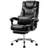 VEVOR Sedia Girevole da Ufficio con Poggiapiedi Poltrona Ergonomica con Cuscino Lombare, Sedile da Ufficio in Pelle PU Carico max. 136,08 kg, Altezza Regolabile, Reclinabile per Ufficio Studio