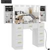 HOMCOM Tavolo da Trucco con Specchio e 12 Luci LED, Consolle per il Trucco con 7 Cassetti, 6 Staufächer nascosti, Truciolato, Bianco | Aosom Italy