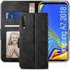 YATWIN Cover Samsung Galaxy A7 2018, Flip Custodia Portafoglio in Pelle Premium Slot, Interno TPU Antiurto, Supporto Stand, Stile Libro e Chiusura Magnetica per Samsung Galaxy A7 2018 - Nero