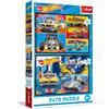 Trefl - Puzzle 2in1: Hot Wheels, Macchinine - 2 x 70 Pezzi, Coppia di Puzzle per Bambini dai 4 anni