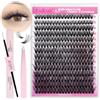 FADLASH Kit di Extension Ciglia a Ciuffetti da 40D, 280pcs Ciglia Finte Volume Russo da 0,07mm D Curl 12-18mm, Bond e Seal, Pinzette per Lash Cluster, DIY a Casa Saloni