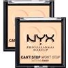 NYX Professional Makeup Cipria Can't Stop Won't Stop Tonalità 01 Fair Polvere Opacizzante Levigante Finish Matte Lunga Tenuta No transfer con Polvere di Riso - 2 Ciprie