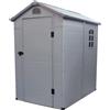 Milani Home - casetta porta attrezzi da giardino in resina, grigio chiaro, 134 x 192 x 204 cm