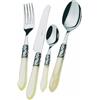BUGATTI, Aladdin, Set Posate 24 Pezzi in Acciaio Inox 18/10, Ghiera Cromata e Manico Colore Avorio Effetto Madreperla. Set Posate 6 Persone: 6 cucchiai, 6 forchette, 6 coltelli e 6 cucchiaini caffè