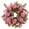 ComfyHarbor Ghirlanda floreale in seta a tema primaverile con motivo vintage a rose per casa, matrimonio, ufficio, decorazione da appendere alla porta (rosa)