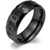 MERTTURM Anello Uomo, Anelli in Acciaio Inossidabile con Rune Vichinghe, Nero/Argento/Oro-Anello di Matrimonio con Rune Norrene, Gioielli per Uomo, Regalo per la Festa del Papà/San Valentino/Natale