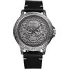 JewelryWe Orologio da Uomo Steampunk Teschio: Orologio da Polso Cinturino in Pelle Gotico Vintage Motociclistico con Lancette Luminescenti