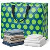 Rex London - Grande tasca XXL, borsa portaoggetti con chiusura lampo - verde su blu