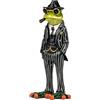 formano Boss-Fransch - Statuetta decorativa in poliresina, dipinta a mano, 17 cm, elegante decorazione con carattere per soggiorno, ufficio o scaffale, serie Froschhausen