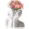 Mitening Vaso per Il Viso in Ceramica Bianco - Decorativo Moderno per Casa e Soggiorno - Donna