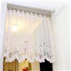 Yaland Tenda trasparente con ricamo, stile rustico, vintage, in pizzo, colore bianco (larghezza x altezza 200 x 60 cm), 1 pezzo