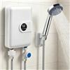 Nastopee Scaldabagno istantaneo mini da 5500 W 220 V, scaldabagno elettrico sottolavello con display LCD della temperatura, scaldabagno istantaneo a controllo elettronico per doccia, bagno e cucina