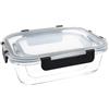 BRANDANI SET 2 CONTENITORI ERMETICI NERO RETTANGOLARE 630ml+1500ml VETRO