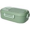 BRANDANI LUNCH BOX C/DOPPIO COMPARTO E POSATA VERDE SALVIA INOX/SILICONE