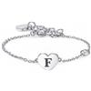 SAGAPO BRACCIALE Click ACCIAIO CUORE LETTERA F
