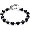 SAGAPO BRACCIALE Riot ACCIAIO SFERE AGATA NERA