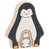 goki 57333 Puzzle in legno con pinguino, giocattolo educativo, promuove la creatività, abilità, la concentrazione e la fantasia, set da 2 pezzi, a partire da 1 anno, grigio