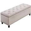 BAKAJI Cassapanca Pouf Contenitore Poggiapiedi per Camera da Letto Panca Sgabello con Struttura in Legno Rivestimento in Tessuto Seduta Apribile Imbottita Dimensioni: 121 x 42 x 43 cm (Beige)
