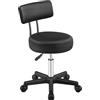 SONGMICS Sgabello Girevole con Schienale, Imbottito in Ecopelle PU, Regolabile in Altezza, con Ruote, 50 x 50 x 83,5 cm, Nero, per Salone e Ufficio, Collezione Activo OSC071B101
