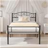 VECELO Telaio per letto singolo in metallo, 90 x 190 cm, testiera decorativa a forma di cuore, rete a doghe grande spazio di archiviazione 32 cm, nero