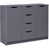 Inter Link - Cassettiera - Credenza - Cassettiera - Per camera da letto, soggiorno, bagno - Grigio - Ampio spazio - Legno composito - Robusto - Di facile manutenzione - Silenzia 2T4S