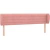 vidaXL Testiera con orecchie Rosa 183x23x78/88 cm Velluto