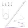 NORUD Penna Compatibile con Apple iPad 2018-2025,Ricarica Rapida,Rifiuto del Palmo,Palm Rejection,Stylus Pencil per ipad 11 A16/10/9/8/7/6,Pro 11/12.9,Air 3/4/5/M2/M3,Mini 5/6-Bianco