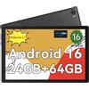 Whitedeer Android Tablet 10 pollici - Android 15 Octa Core Gaming Tablet con 20GB + 64GB + 1TB TF, Tablet PC con trasmissione OTG e Wi-Fi 6G, Widevine L1,5000mAh - Nero