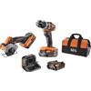 AEG - Duo Brushless: Trapano a Percussione e Mini Sega Multi-Materiale Subcompact 18V, 2 Batterie 2,0 Ah, Caricabatterie, Borsa - JP18A2SBL-202B