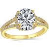 Bling Jewelry Anello Di Fidanzamento Ovale Tradizionale Classico Con Taglio Brillante 3Ct Aaa CZ Per Donne Con Fascia Sottile A Gambo Diviso In Oro Giallo 14K Placcato In Argento Sterling 925