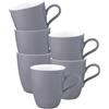 Seltmann Weiden Life Fashion Elegant Grey - Set di 6 tazze con manico, 400 ml, in tinta unita con manico, stoviglie Mix & Match, lavabili in lavastoviglie e microonde, porcellana, grigio/bianco
