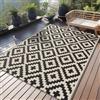 Homaxy Tappeto esterno, resistente intemperie e raggi UV, plastica, reversibile, lavabile, balcone, giardino, terrazza, campeggio, picnic, 150 x 240 cm, nero e beige