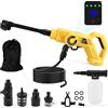 luolety Rondella ad alta pressione a batteria per Dewalt 18/20 V, idropulitrice portatile 68 Bar migliorata con 4 livelli regolabili, ugello a spruzzo 6 in 1 per irrigazione del pavimento dell'auto (giallo