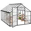 NAIZY, serra da giardino 380x250x205 cm con ancoraggio a terra e pellicola di base da 6 cm, serra in policarbonato da 580 g e 4 mm con struttura in alluminio, serra per pomodori e coltivazione
