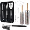 DYBOHF Set Barbecue Premium con Cestini Girevoli, Utensili e Spazzola Pulitura | Acciaio Inox 304 | Ideale per Barbecue a Carbonella, Gas e Elettrici | Accessori BBQ