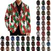 DeHolifer Giacca Natale da Uomo Blazer Stampa Fiocchi di Neve Giubbotto Renna Cappotto in Velluto a Coste Giacche Maniche Lunghe Felpa Colletto Rialzato Giacca Casual Cappotti Divertente Felpe per Feste