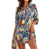 Koerye Copricostume Donna Mare Camicetta Costume da Bagno Beach Dress Curvy Scollo a V Camicia Lunga Estiva Elegante Copricostume da Bagno per Piscina Nero