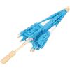 JEWEDECO Ombrello Ragazzo Ragazza Manico in Legno, Cotone e Pizzo Blu | Ricamo Classico, Design Decorativo Leggero e Pratico, per Bambine in Compleanno o Nozze