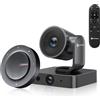 v AV Access Sistema di telecamere per sala conferenze 4K, telecamera PTZ con tracciamento automatico AI, zoom ottico 3x/5x digitale con set vivavoce Bluetooth, grandangolo da 120°, pickup microfono da 16 piedi