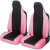 Auto Accessori Lupex Coprisedili Auto Compatibili con Aygo, sedili con poggiatesta integrato, coppia anteriore, fodere protezione sedile, modello universale (Nero - Rosa)