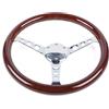 panfudongk Volante professionale da 15 volante in legno marrone/argento accessori per volante auto con pulsante del clacson e anello in ferro